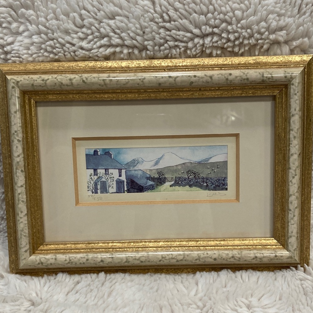 Framed Landscape Art with Gold Frame